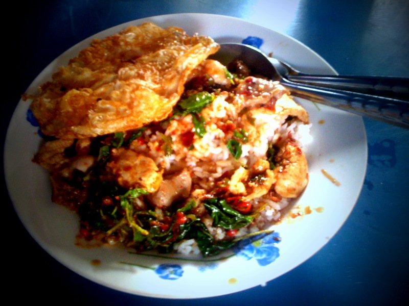 Phad Kra Prow, served from a Bangkok Street Vendor Phad Kra Prow, served from a Bangkok Street Vendor