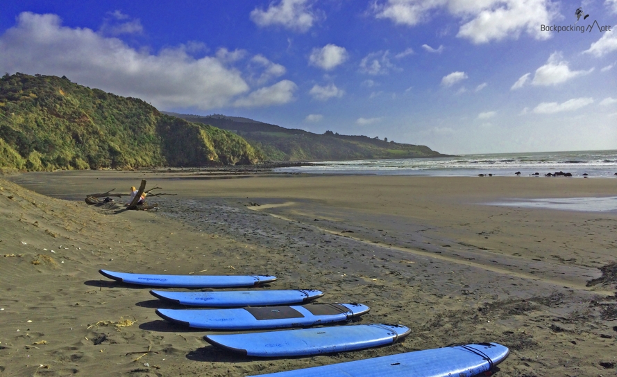 Surfing in Raglan